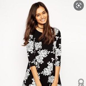 ASOS floral swing skater dress black